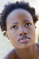 Outdoor Closeup Portrait Teen African American Girl photo