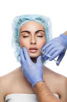 Cosmetic botox injection to the pretty woman face