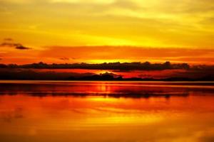 Sunset sky and lake photo