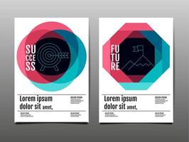 Pink and Blue Octagon Flyer Set vector