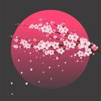 Cherry Blossom Sakura Over Moon vector