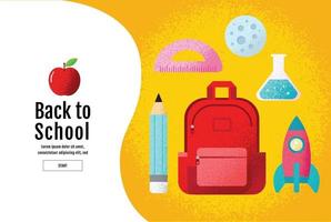 Back to school sale yellow banner poster vector