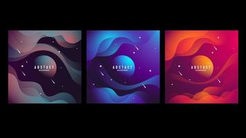 Wavy Abstract Space Card Set vector