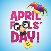 April Fool's Day Sign with Mask and Jester Hat vector