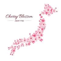 Cherry Blossoms in the Shape of Japan vector