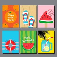 Colorful Card Set with Summer Themed Items vector