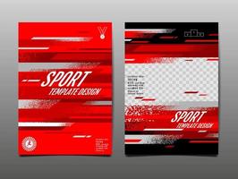 conjunto de plantillas de deportes grunge rojo y negro vector