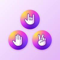 Colorful Rock Paper Scissors Icon Buttons vector