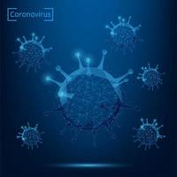 Abstract line and point coronavirus cell on blue background vector