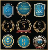 5th Anniversary Badge Templates vector