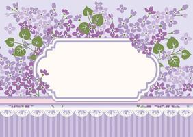 Floral card template with lilacs and frame vector