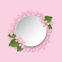 Round frame with sakura blossom vector