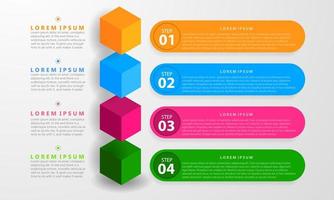 Infographic with seven colorful options and cubes vector