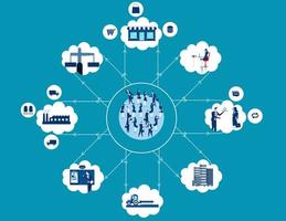 Chart of connected advisers and industries vector