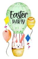 Easter Bunny in Watercolor Air Balloon vector