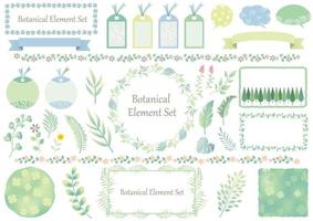 Set Of Green and Blue Graphic Botanical Elements vector