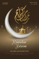 diseño de cartel marrón y dorado de Ramadán Kareem vector