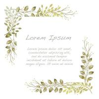 Greenery Watercolor Square Botanical Frame  vector
