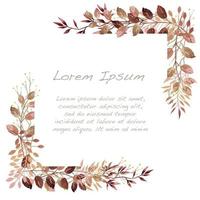 Brown and Red Watercolor Autumn Botanical Frame  vector