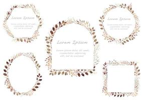 Autumn Red Botanical Element Frame Set.  vector