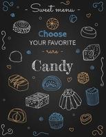bocetos de caramelo en negro vector