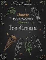 bocetos de helado en negro vector