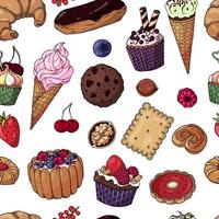 Multicolored Bakery Products Seamless Pattern vector