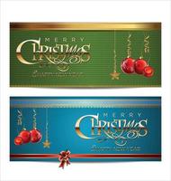 Merry Christmas Blue and Green Banner Set  vector