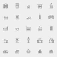 conjunto de iconos de arquitectura de arte lineal vector