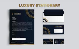 Branding Stationary Template with Golden Pattern vector