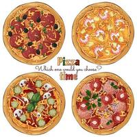 Group of different pizzas  vector