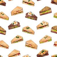 patrón de diferentes tipos de sándwiches vector