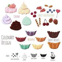 Culinary design sweet buskets vector