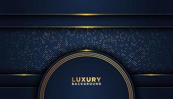 Dark Blue and Shiny Gold Luxury 3D Background vector