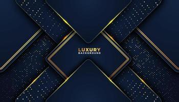 Dark Blue 3D Abstract Background with Gold Dots vector