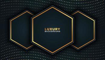 Black Luxury Background with Gold Dots and Hexagons  vector