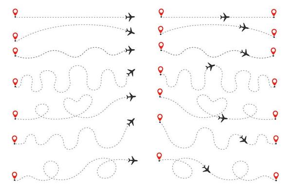 The plane follows the dotted line