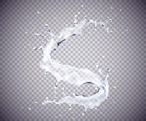 Water splashed element on transparent background
