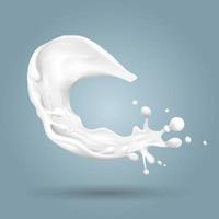 Spiral shape of milk isolated on gray background vector