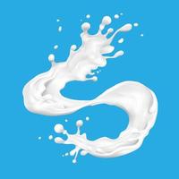 Milk splashes on blue background vector