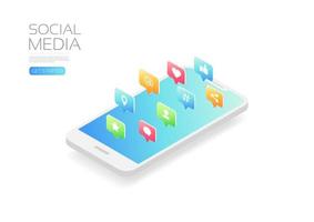 social media icons from smartphone  vector