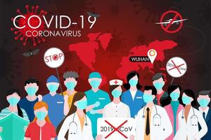 covid 19 pandemia mundial poster vector