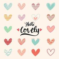Hand Drawn Heart Hello Lovely Valentine Greeting vector