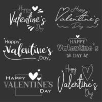 Happy Valentine's day black board set vector