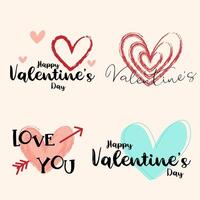 Hand Drawn Valentine's Day Design Set with Hearts vector