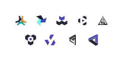 conjunto de logotipos geométricos minimalistas vector