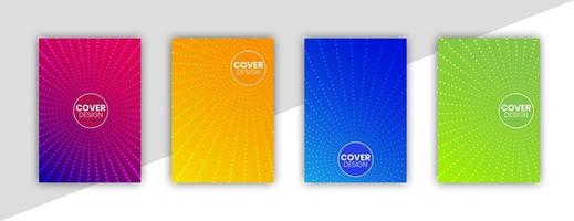 Colorful Cover Set With Gradient And Geometric Lines vector