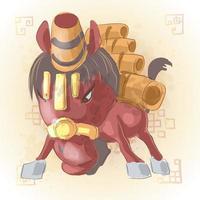 Horse Chinese zodiac animal cartoon vector