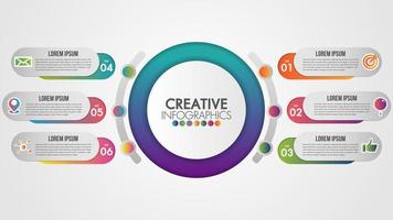 Circular Design Infographic with Icons and 6 Steps vector