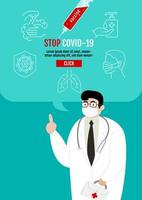 Poster with Doctor Showing How to Protect from Coronavirus vector